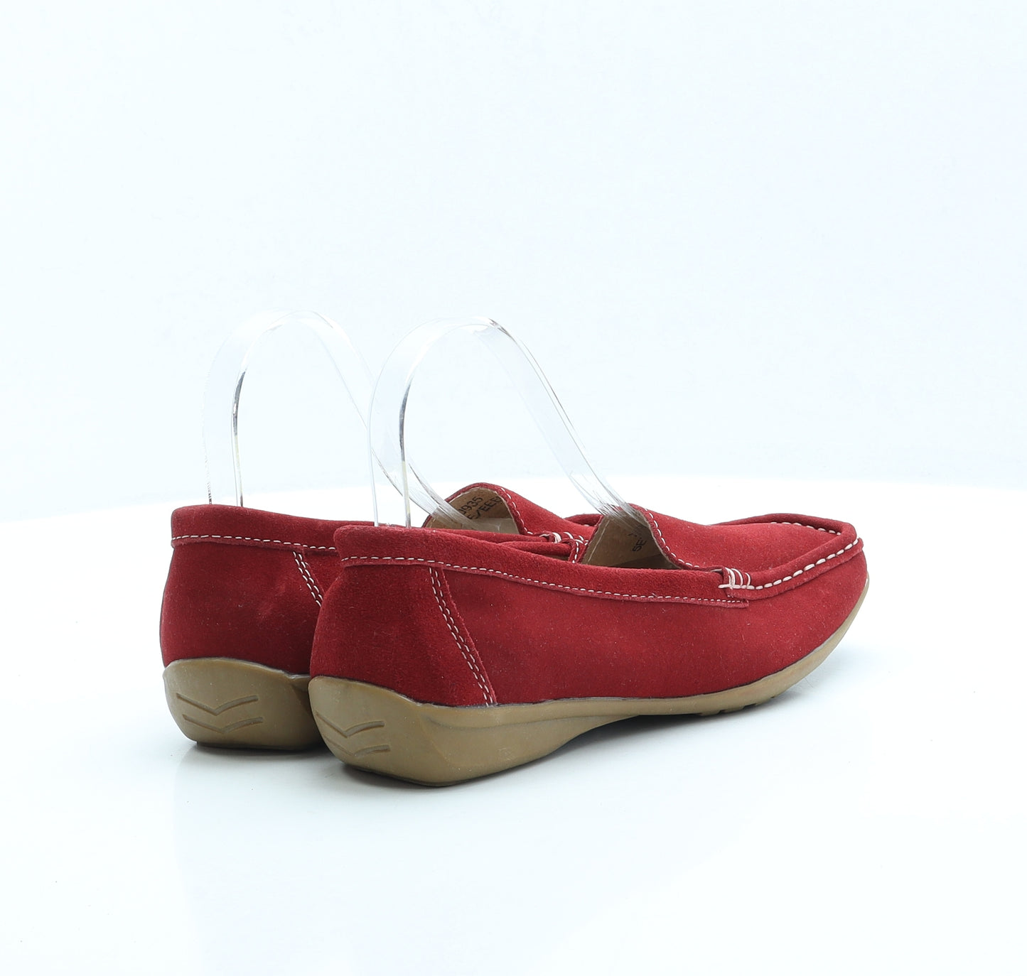 Preworn Womens Red Faux Suede Loafer Flat UK 5 EUR 38 US 7