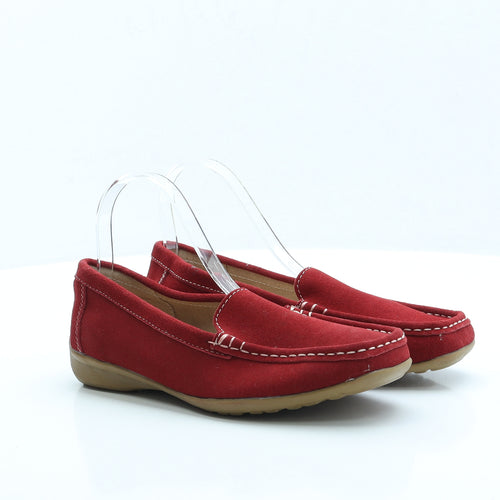 Preworn Womens Red Faux Suede Loafer Flat UK 5 EUR 38 US 7