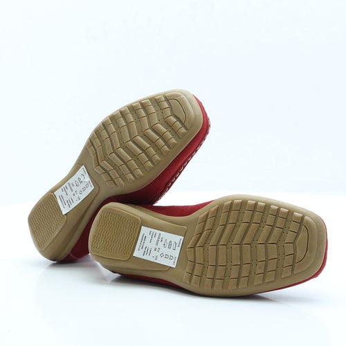 Preworn Womens Red Faux Suede Loafer Flat UK 5 EUR 38 US 7