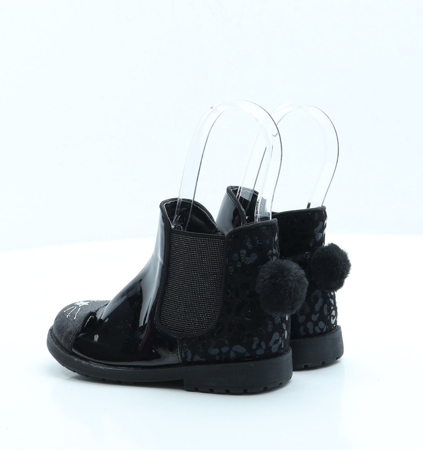 Primark Girls Black Vinyl Chelsea Boot UK 10 EUR 28 US 11 - Cat