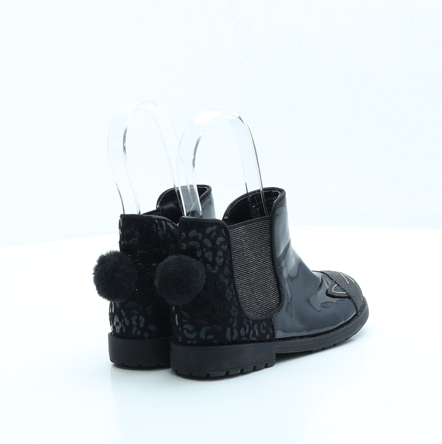 Primark Girls Black Vinyl Chelsea Boot UK 10 EUR 28 US 11 - Cat