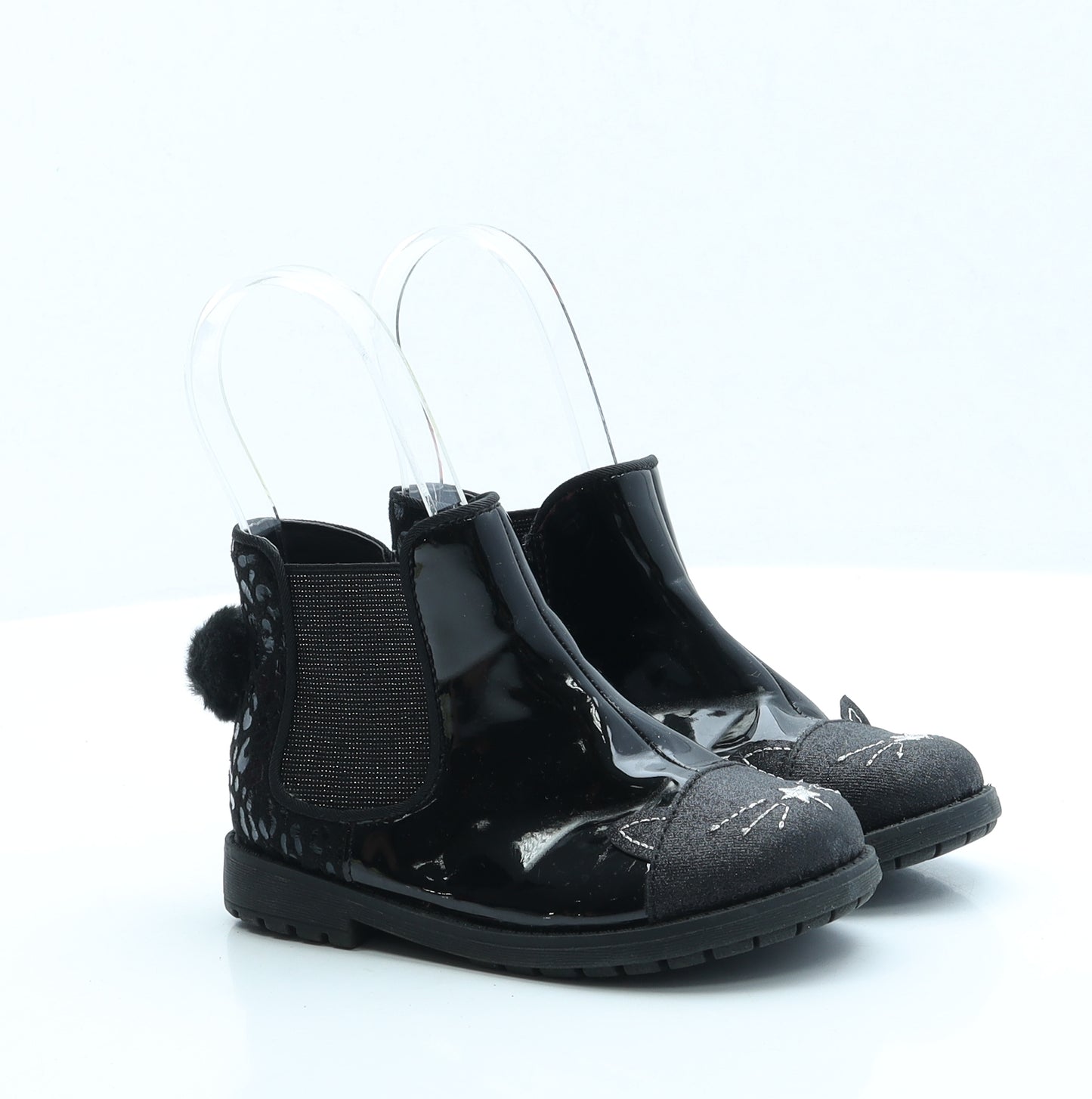 Primark Girls Black Vinyl Chelsea Boot UK 10 EUR 28 US 11 - Cat