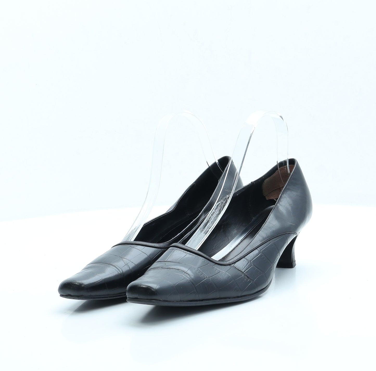K Womens Black Animal Print Faux Leather Court Heel UK 6.5