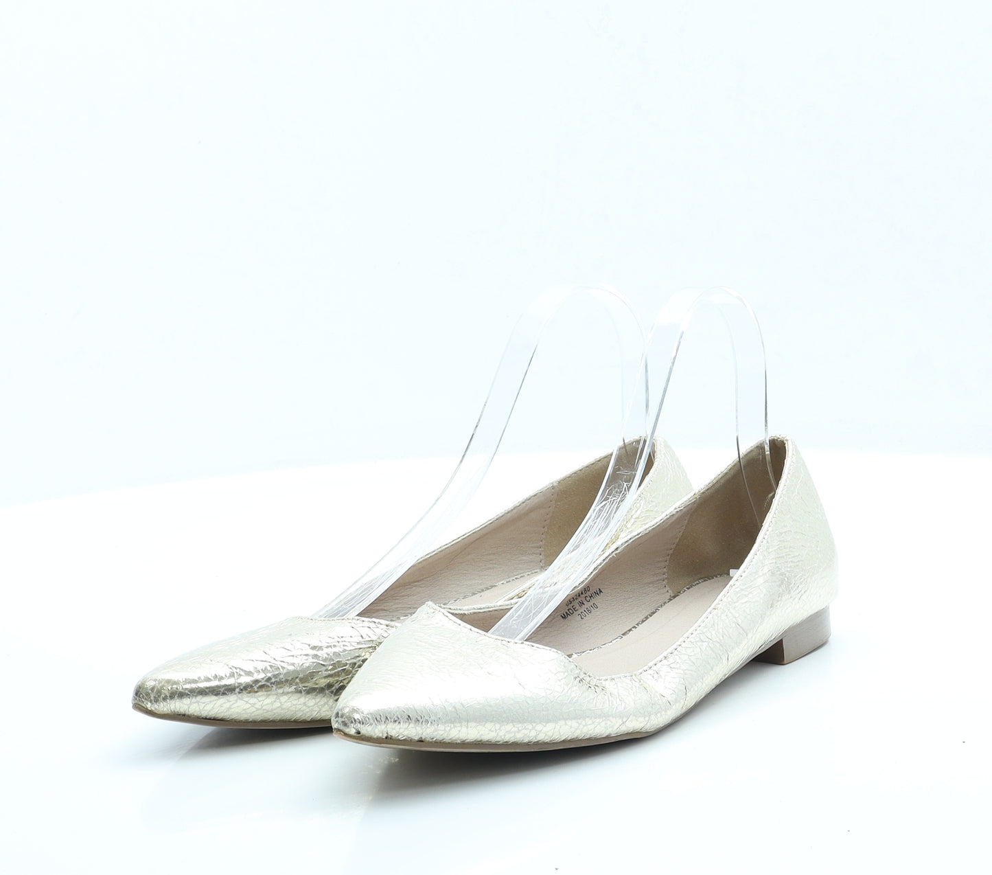 ASOS Womens Gold Faux Leather Slip On Flat UK 7