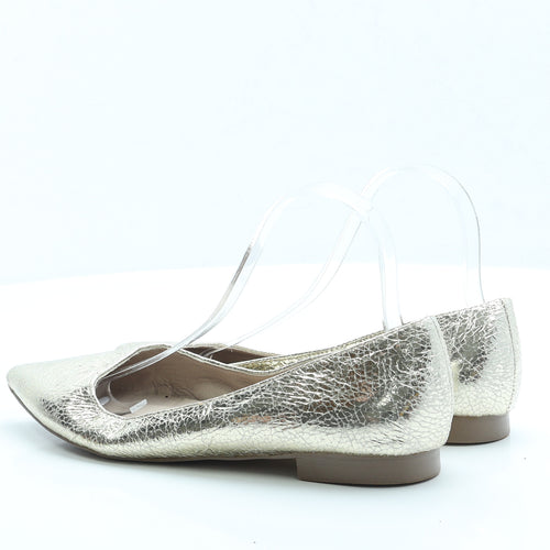 ASOS Womens Gold Faux Leather Slip On Flat UK 7