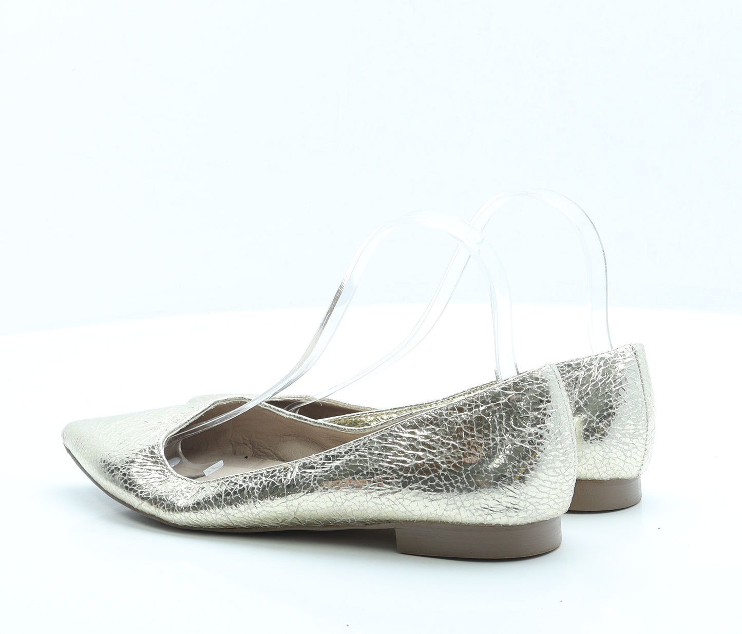 ASOS Womens Gold Faux Leather Slip On Flat UK 7