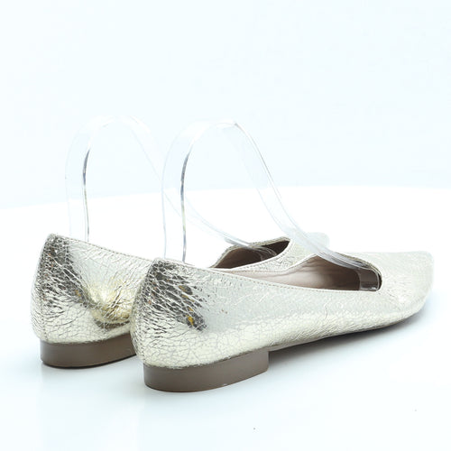 ASOS Womens Gold Faux Leather Slip On Flat UK 7