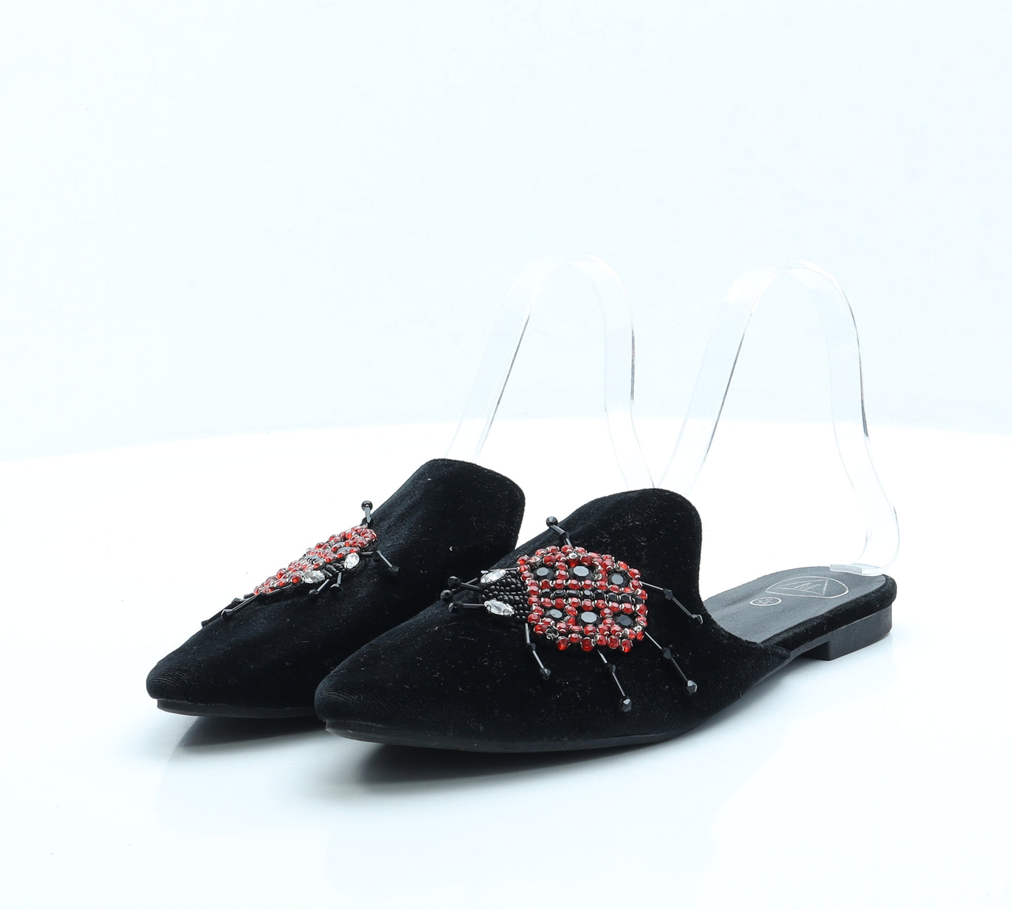 Missguided Womens Black Cotton Slip On Flat UK 6 EUR 39 - Ladybird