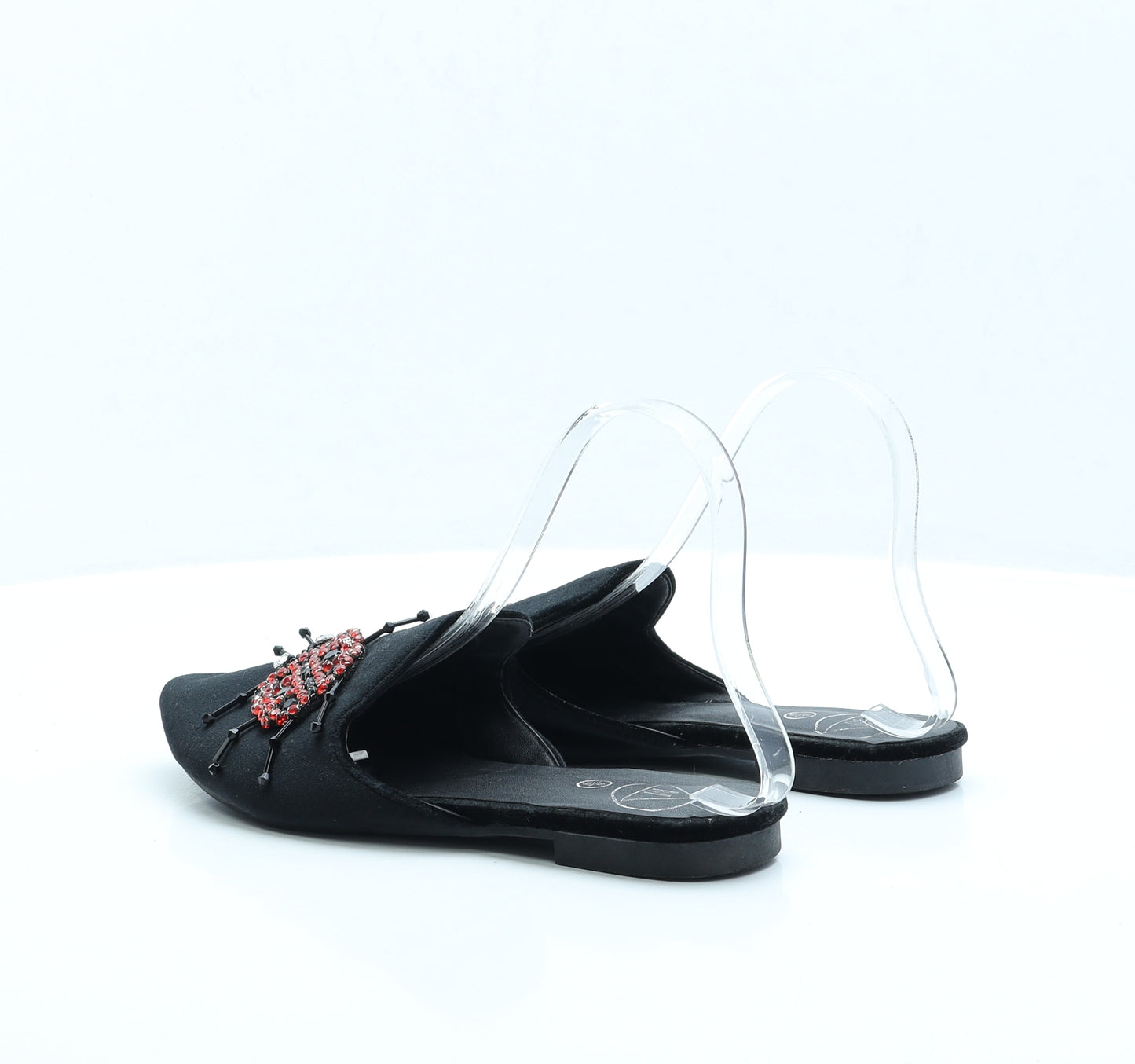 Missguided Womens Black Cotton Slip On Flat UK 6 EUR 39 - Ladybird