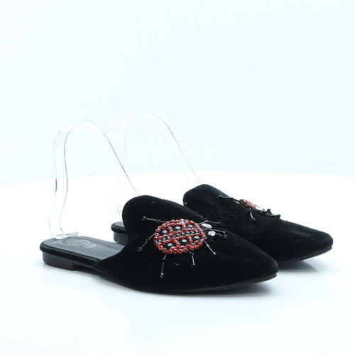 Missguided Womens Black Cotton Slip On Flat UK 6 EUR 39 - Ladybird
