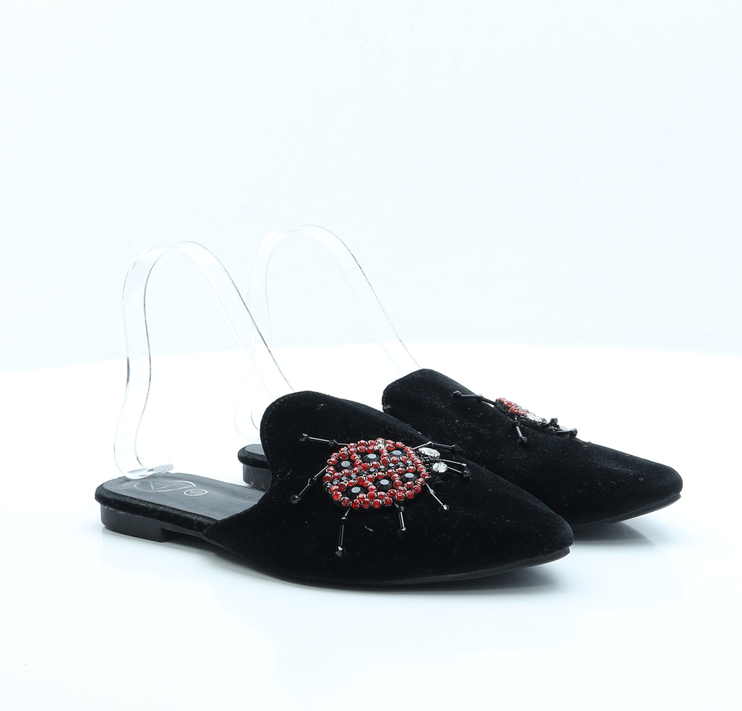 Missguided Womens Black Cotton Slip On Flat UK 6 EUR 39 - Ladybird