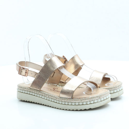 George Girls Gold Faux Leather Strappy Sandal UK 3 EUR 36