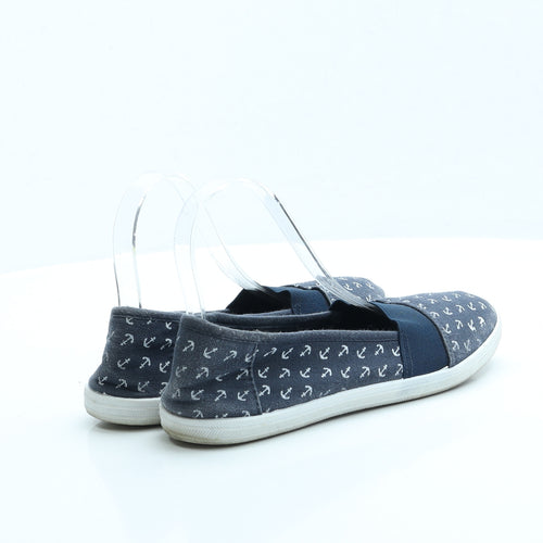 Primark Womens Blue Geometric Fabric Slip On Flat UK 5 EUR 38 US 7 - Anchor