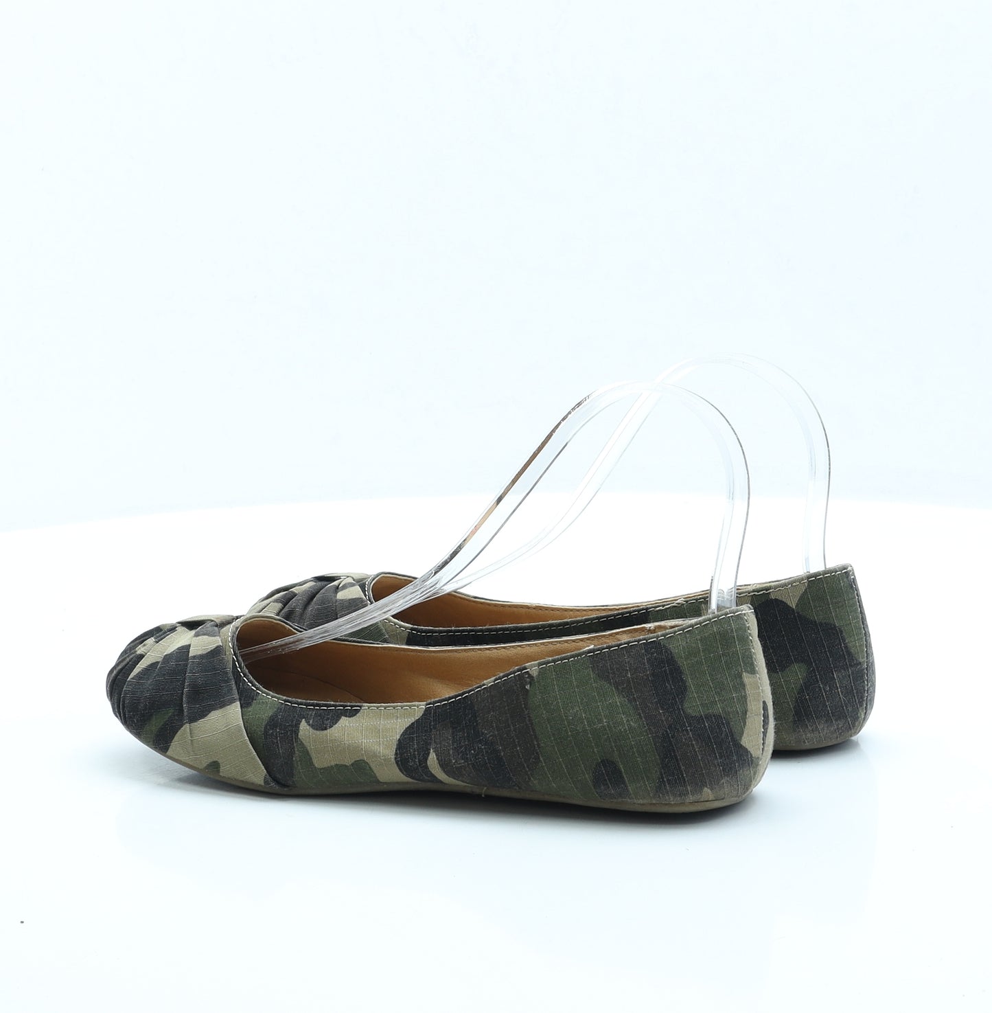 QUBE Womens Green Camouflage Polyester Flat UK 4 EUR 37