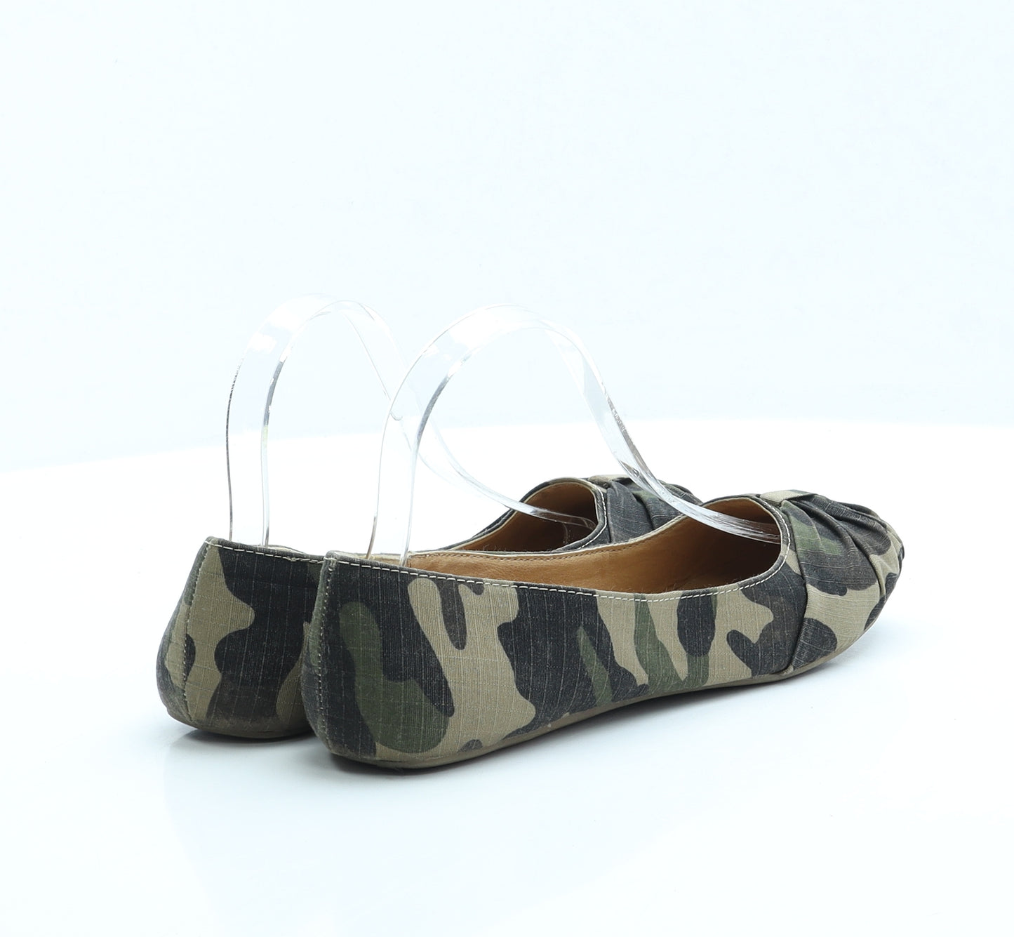 QUBE Womens Green Camouflage Polyester Flat UK 4 EUR 37