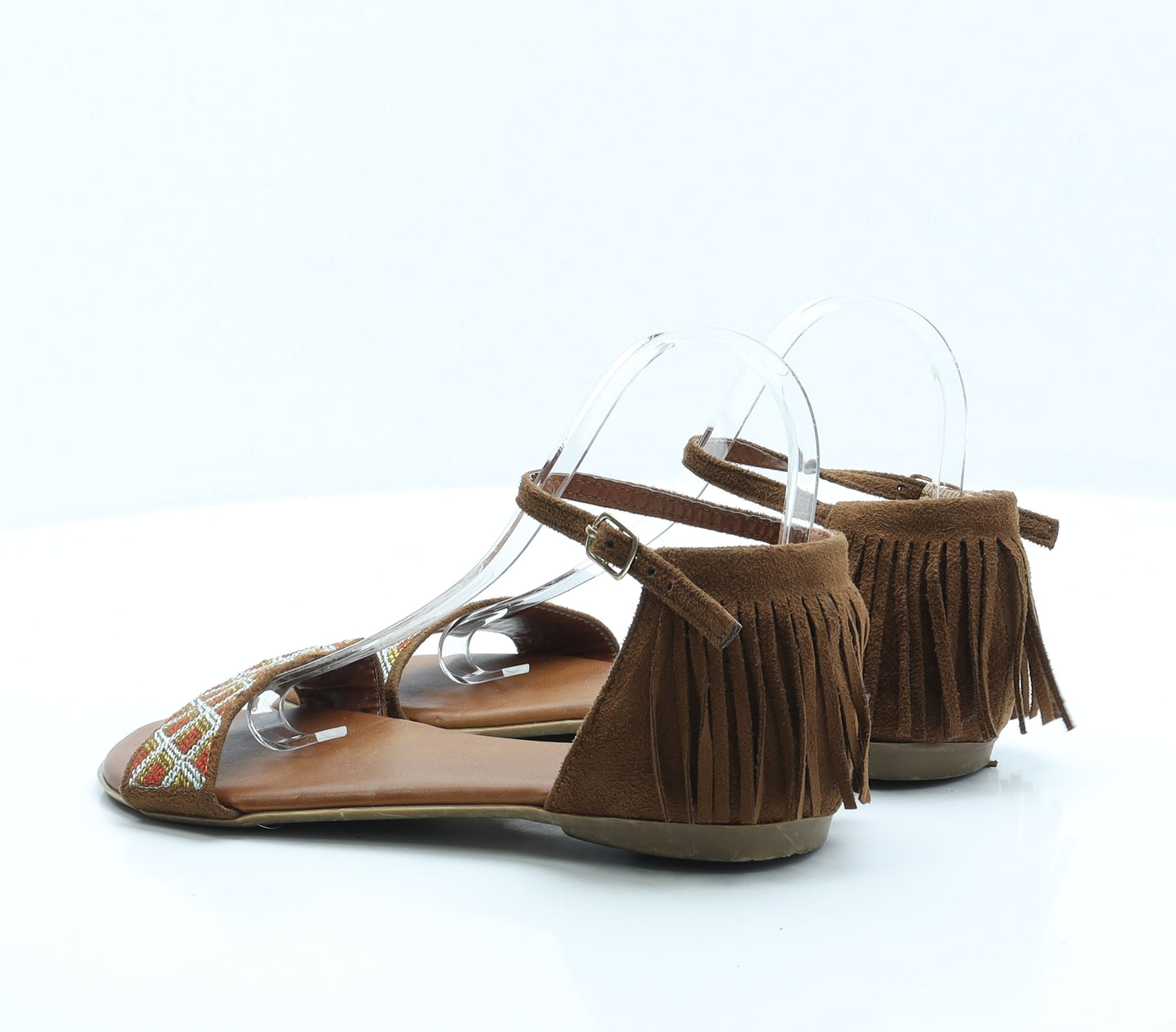 Peacocks Womens Brown Polyester Strappy Sandal UK 6 EUR 39