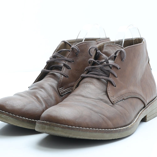Burton Mens Brown Faux Leather Boat Shoe Casual UK 8 EUR 41