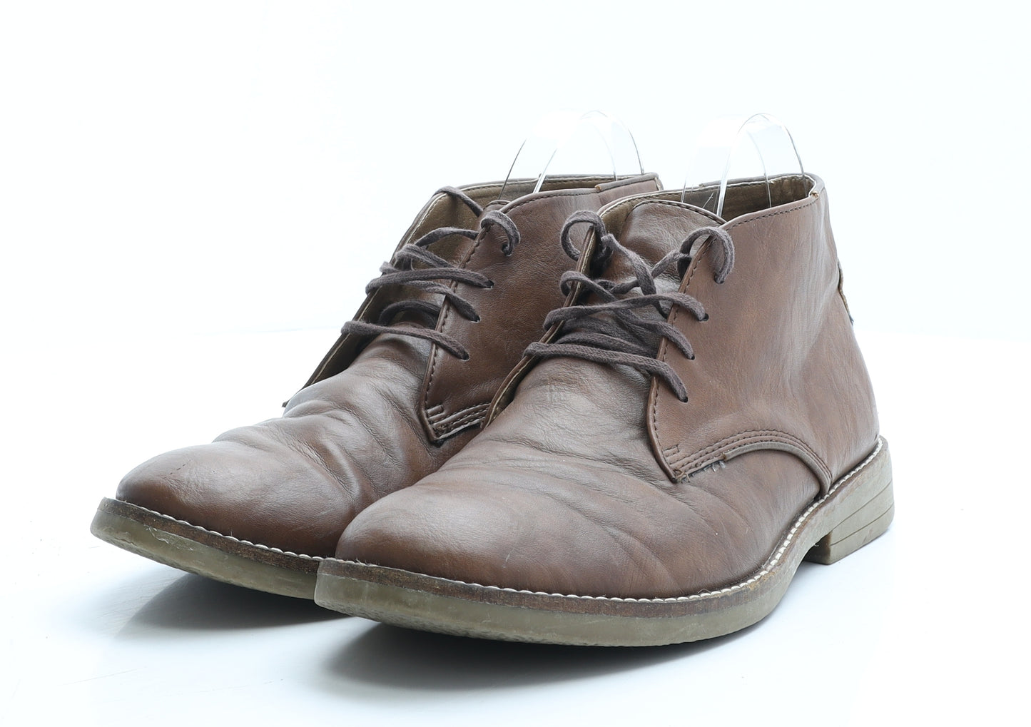 Burton Mens Brown Faux Leather Boat Shoe Casual UK 8 EUR 41