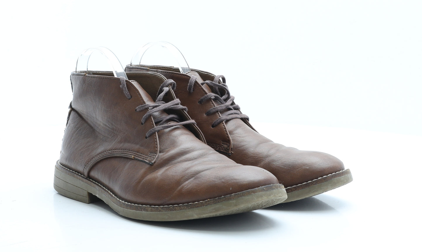Burton Mens Brown Faux Leather Boat Shoe Casual UK 8 EUR 41