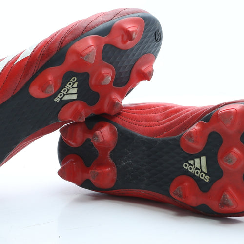 adidas Mens Red Geometric Faux Leather Trainer UK 9 - Football boots