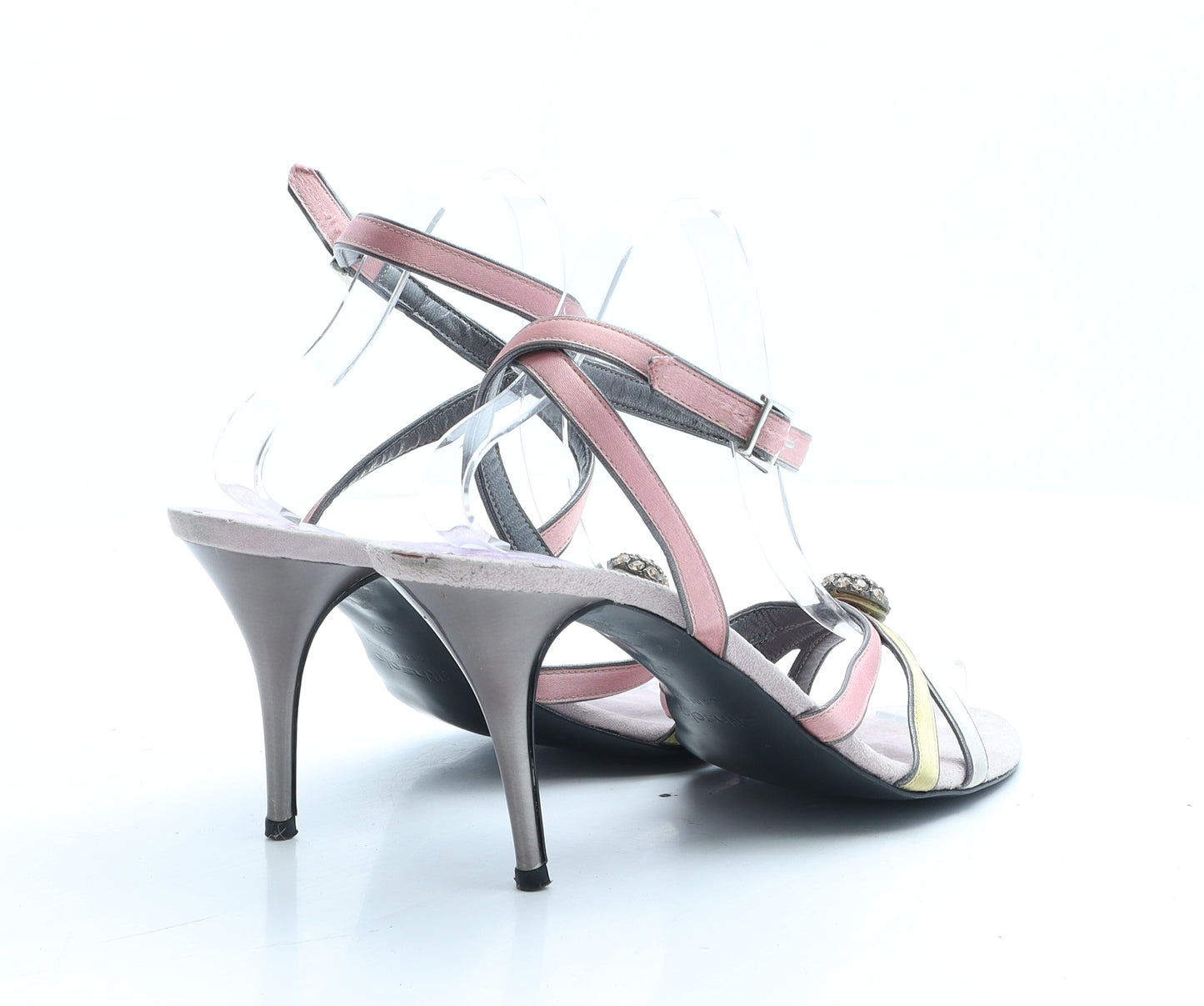 Faithsolo Womens Pink Colourblock Polyester Strappy Heel UK 6 EUR 39