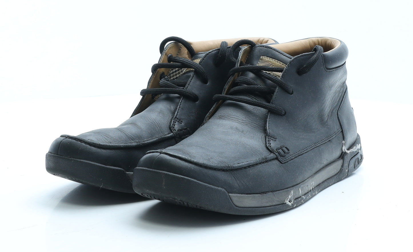Clarks Mens Black Leather Boat Shoe Casual UK 9