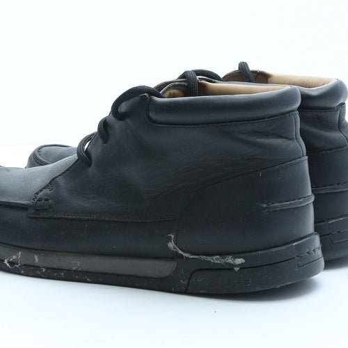 Clarks Mens Black Leather Boat Shoe Casual UK 9
