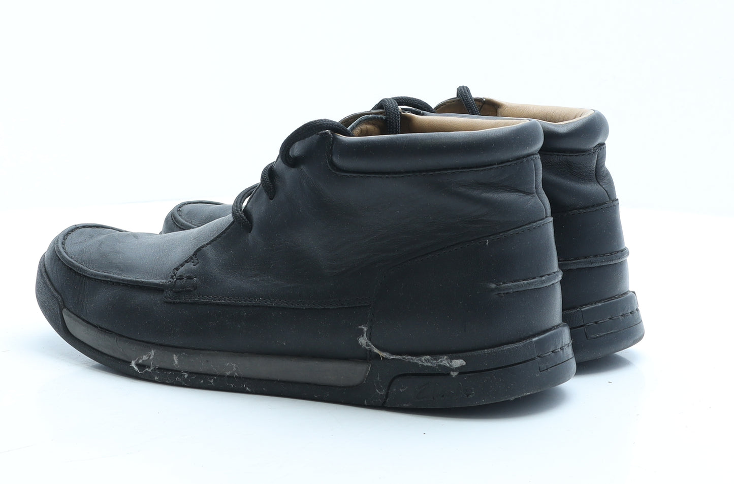 Clarks Mens Black Leather Boat Shoe Casual UK 9