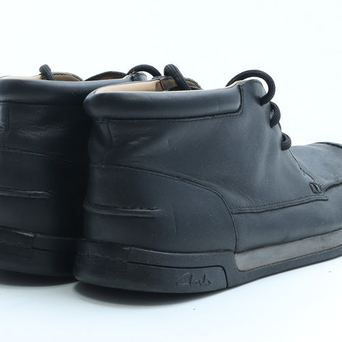 Clarks Mens Black Leather Boat Shoe Casual UK 9