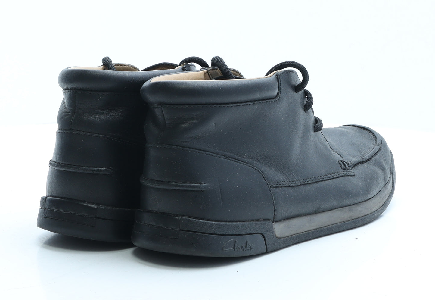 Clarks Mens Black Leather Boat Shoe Casual UK 9