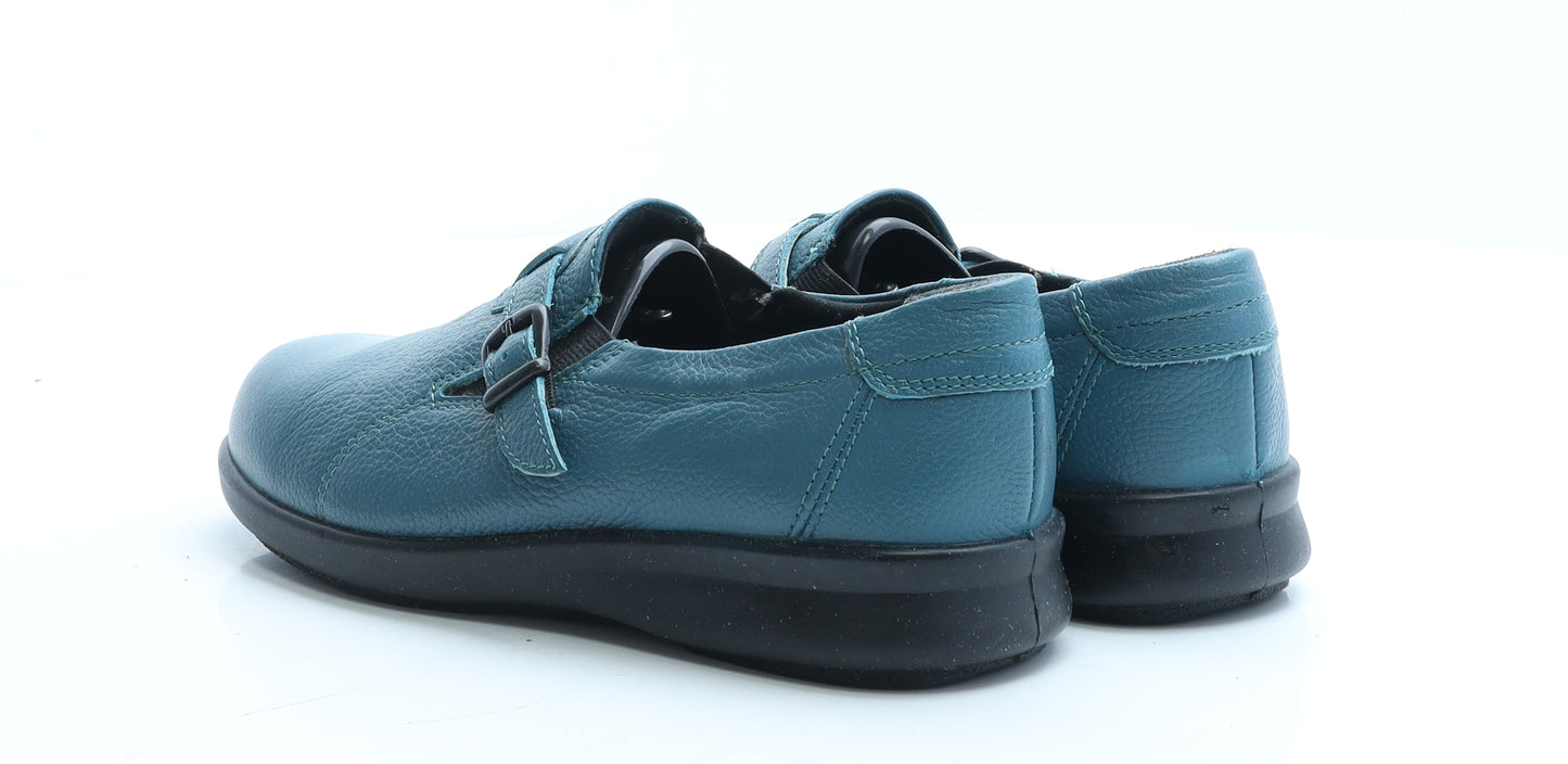 Easy B Womens Blue Leather Loafer Flat UK 6