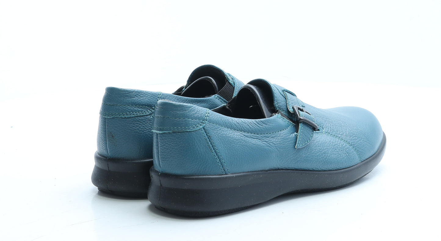 Easy B Womens Blue Leather Loafer Flat UK 6