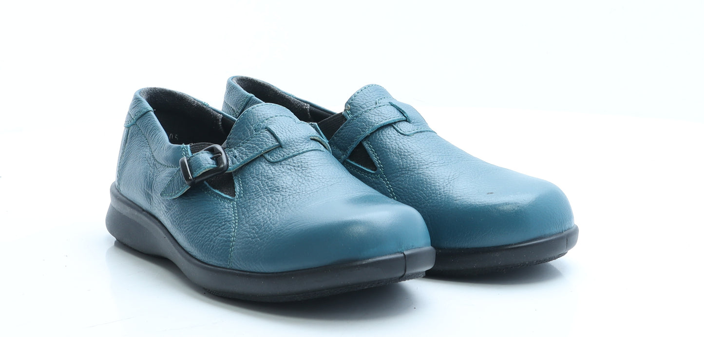Easy B Womens Blue Leather Loafer Flat UK 6