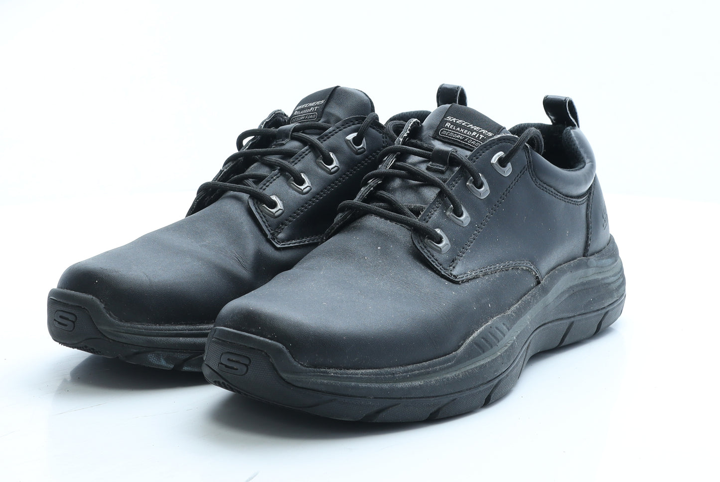 Skechers Mens Black Leather Boat Shoe Casual UK 10 EUR 45