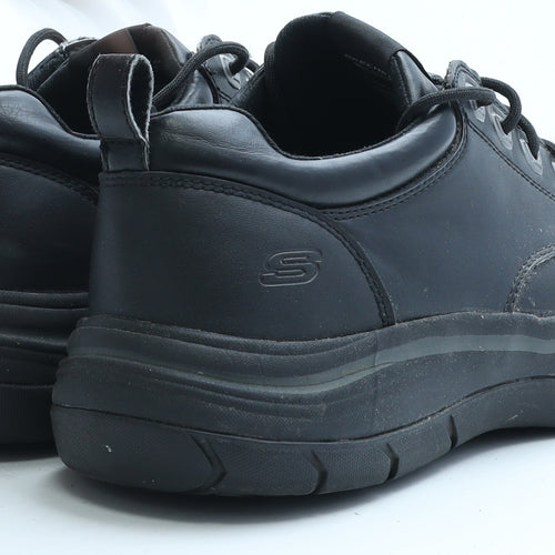 Skechers Mens Black Leather Boat Shoe Casual UK 10 EUR 45