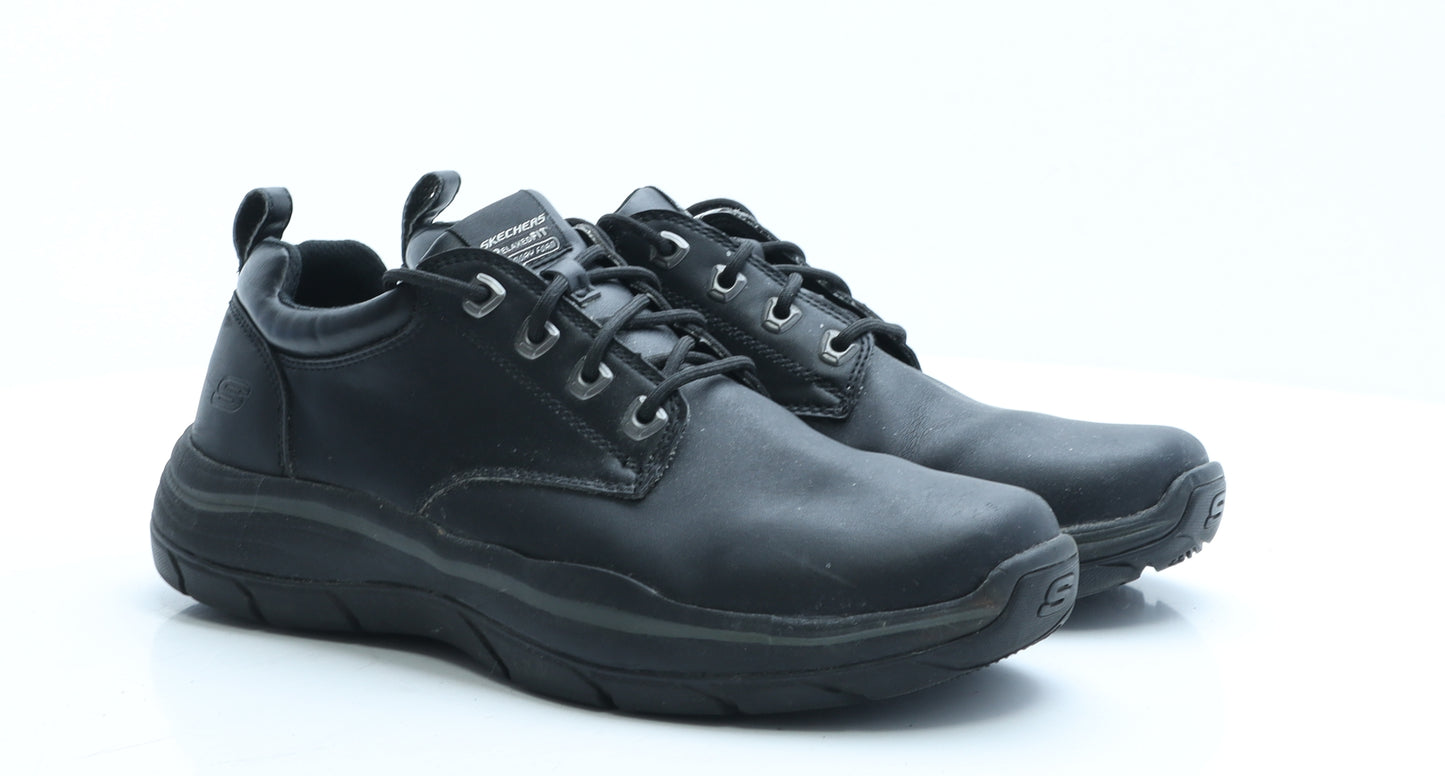 Skechers Mens Black Leather Boat Shoe Casual UK 10 EUR 45