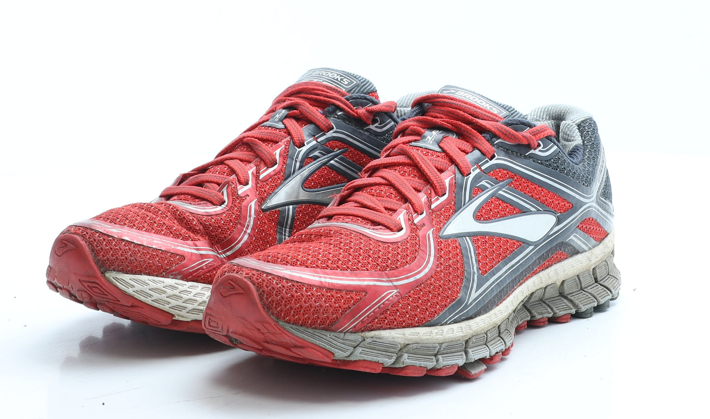 Brooks Mens Red Geometric Polyester Trainer UK 6.5 EUR 40.5