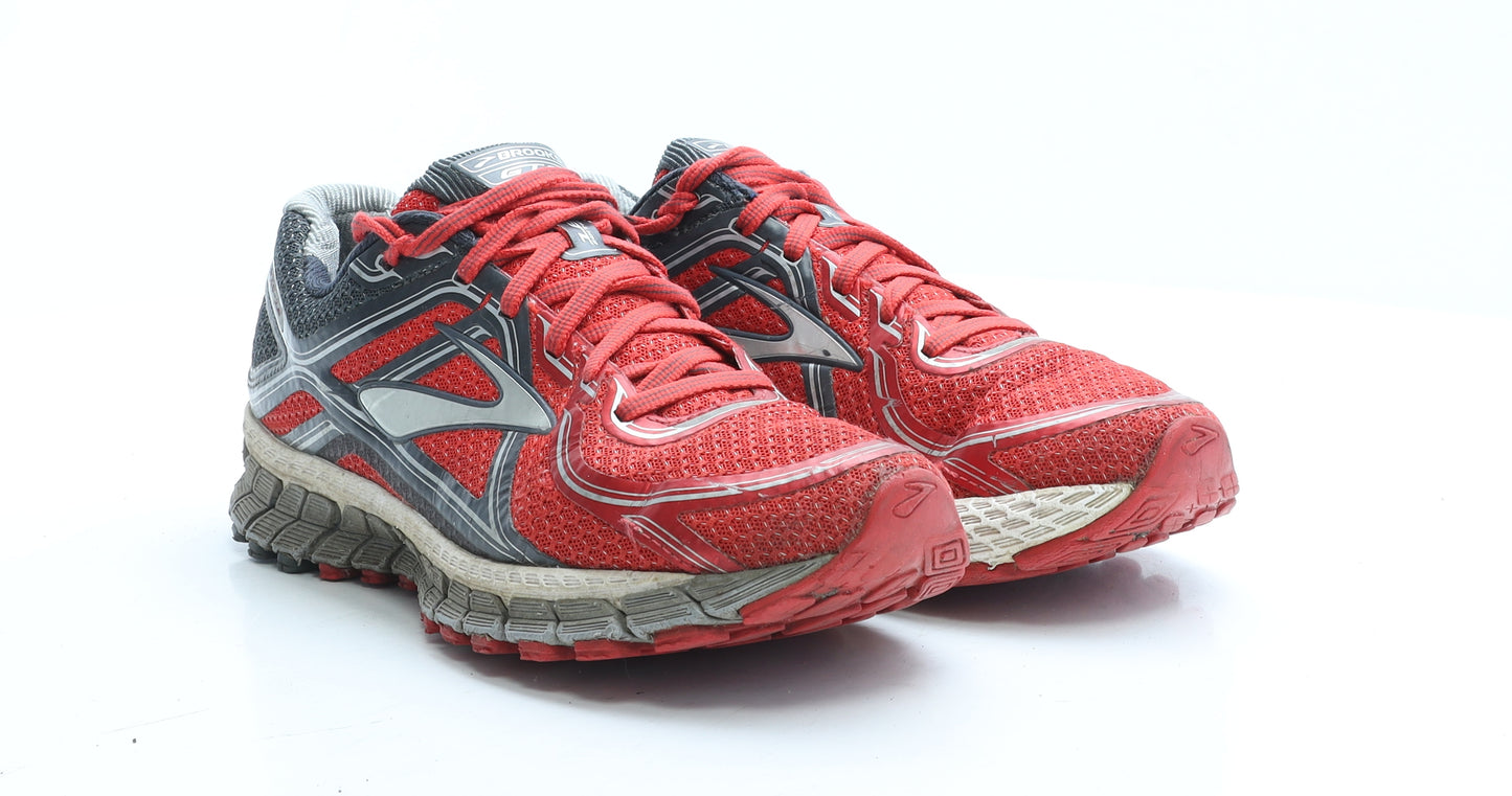 Brooks Mens Red Geometric Polyester Trainer UK 6.5 EUR 40.5