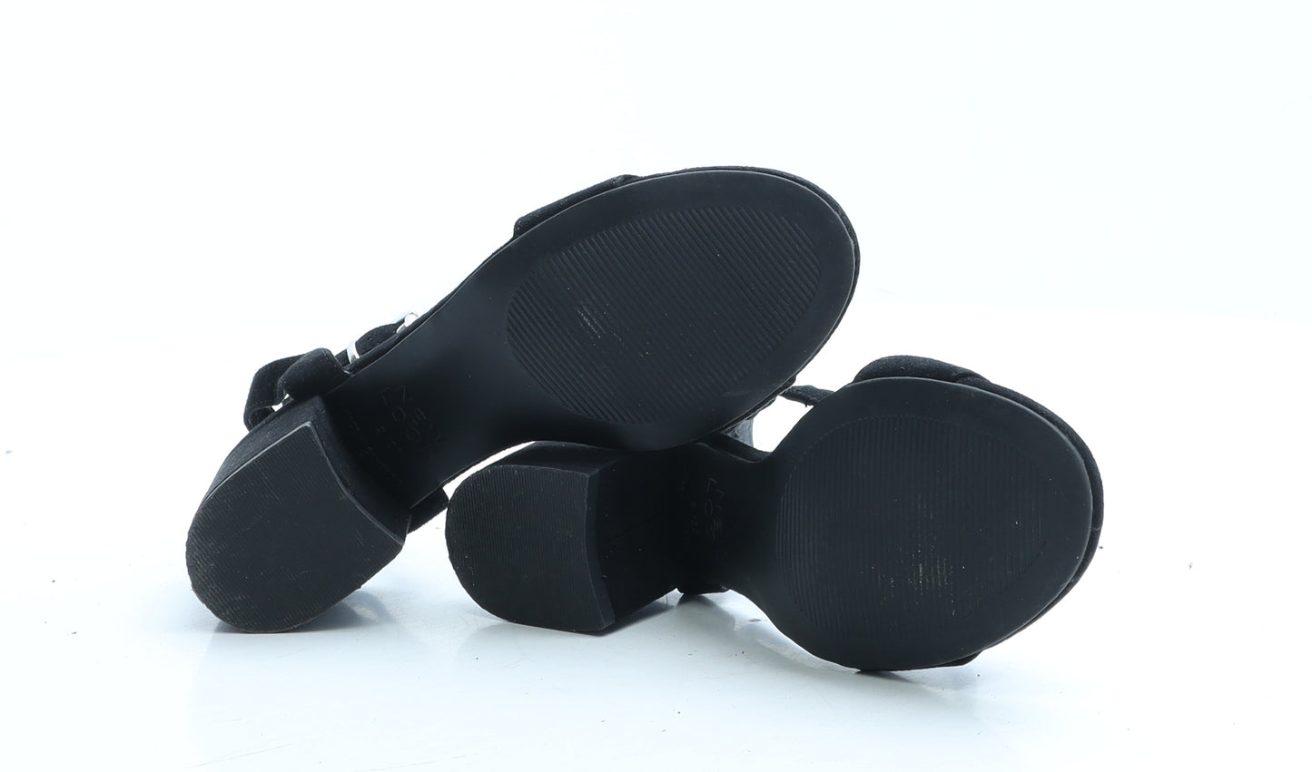 New Look Girls Black Polyester Strappy Heel UK 2 EUR 35