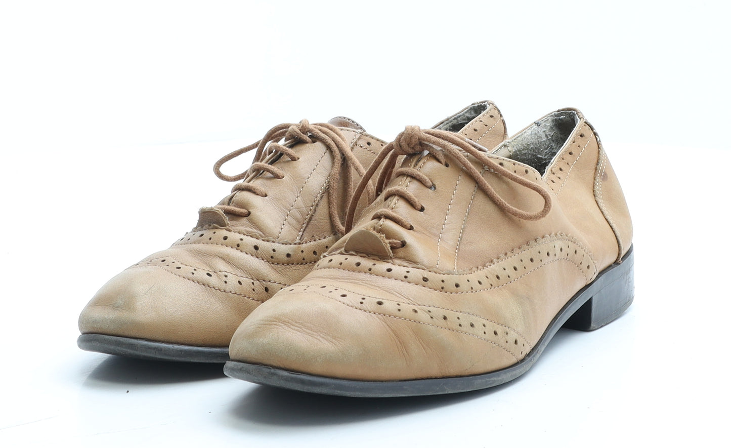 New Look Womens Brown Polyester Flat UK 6 EUR 39 - Brogue Style