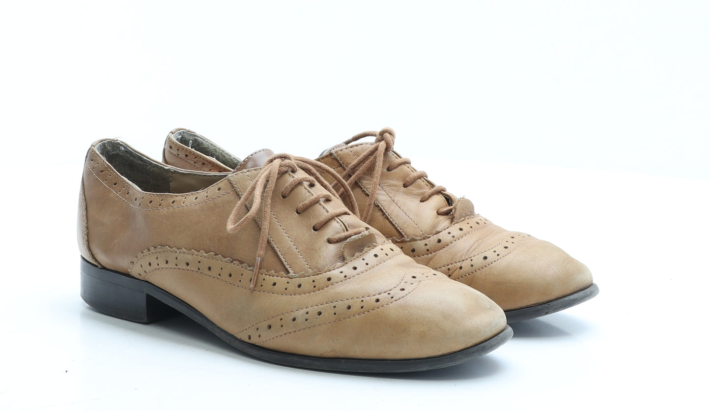 New Look Womens Brown Polyester Flat UK 6 EUR 39 - Brogue Style
