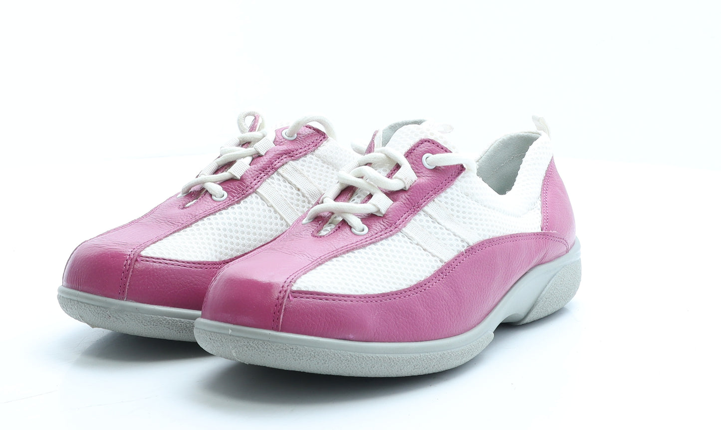 Easy B Womens Pink Colourblock Leather Flat Casual UK 6