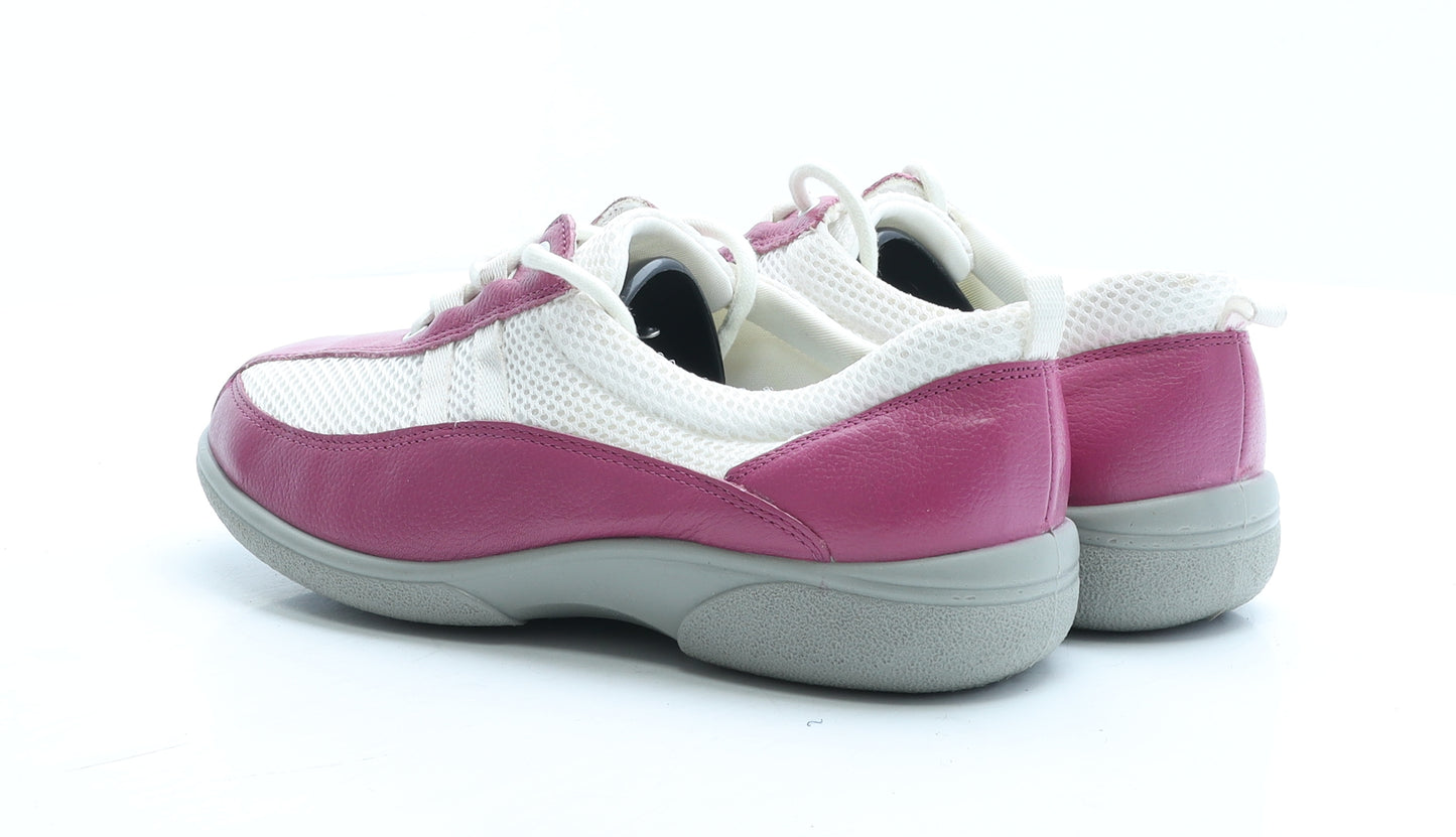Easy B Womens Pink Colourblock Leather Flat Casual UK 6