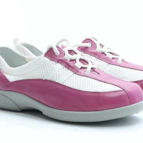 Easy B Womens Pink Colourblock Leather Flat Casual UK 6