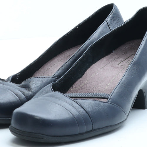 Clarks Womens Blue Leather Court Heel UK 6