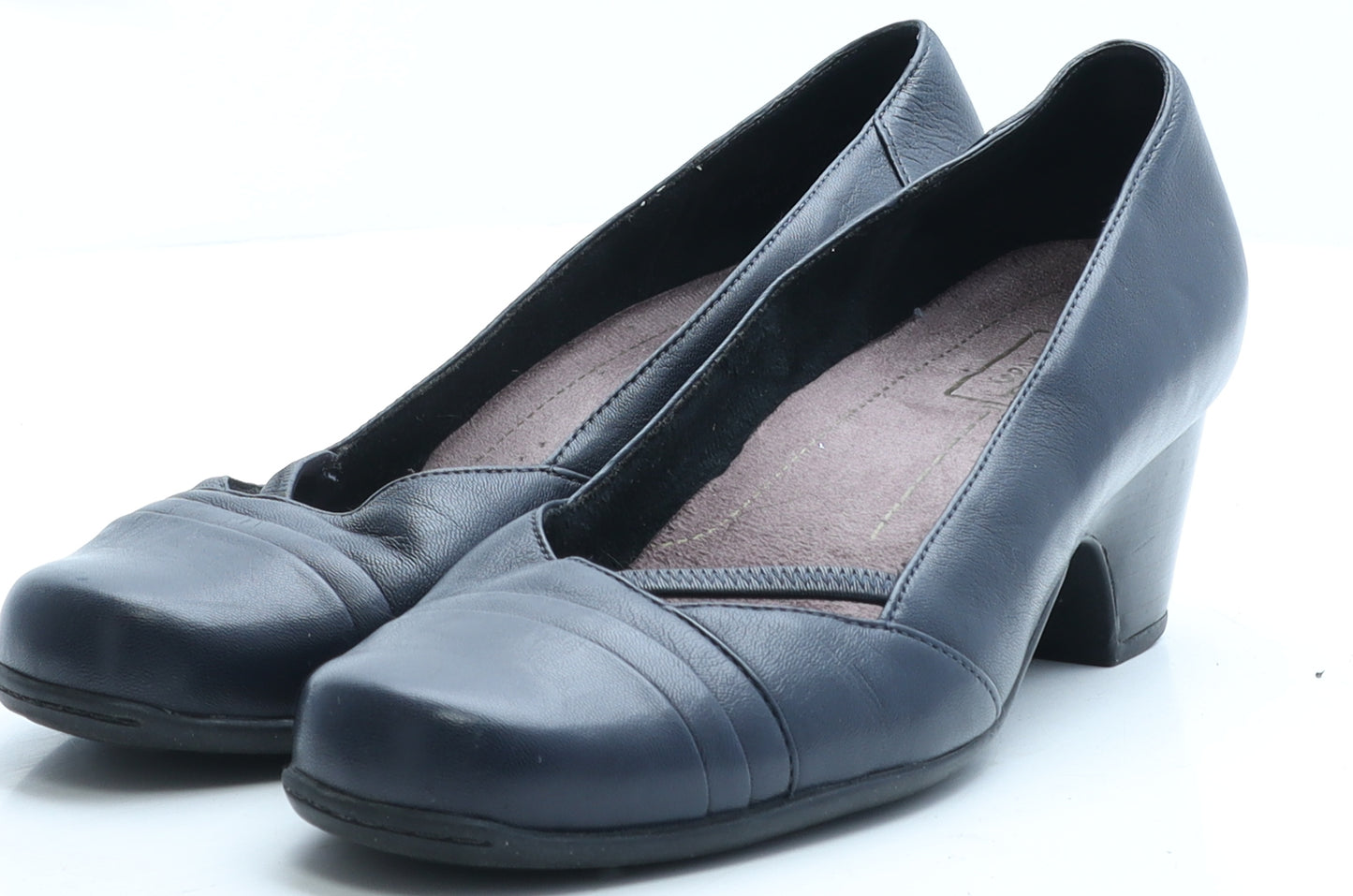 Clarks Womens Blue Leather Court Heel UK 6