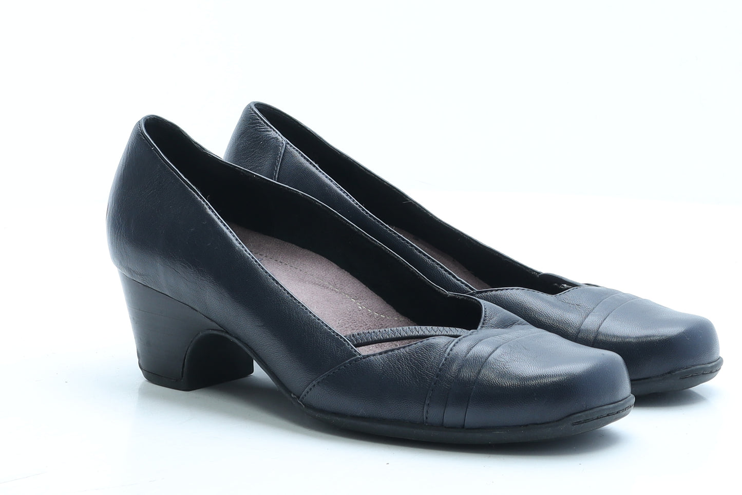 Clarks Womens Blue Leather Court Heel UK 6