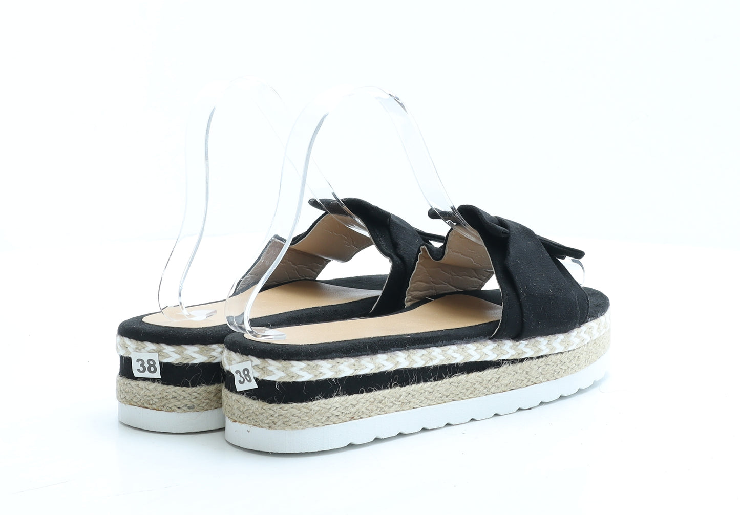 Preworn Womens Black Geometric Polyester Slider Slipper UK 38