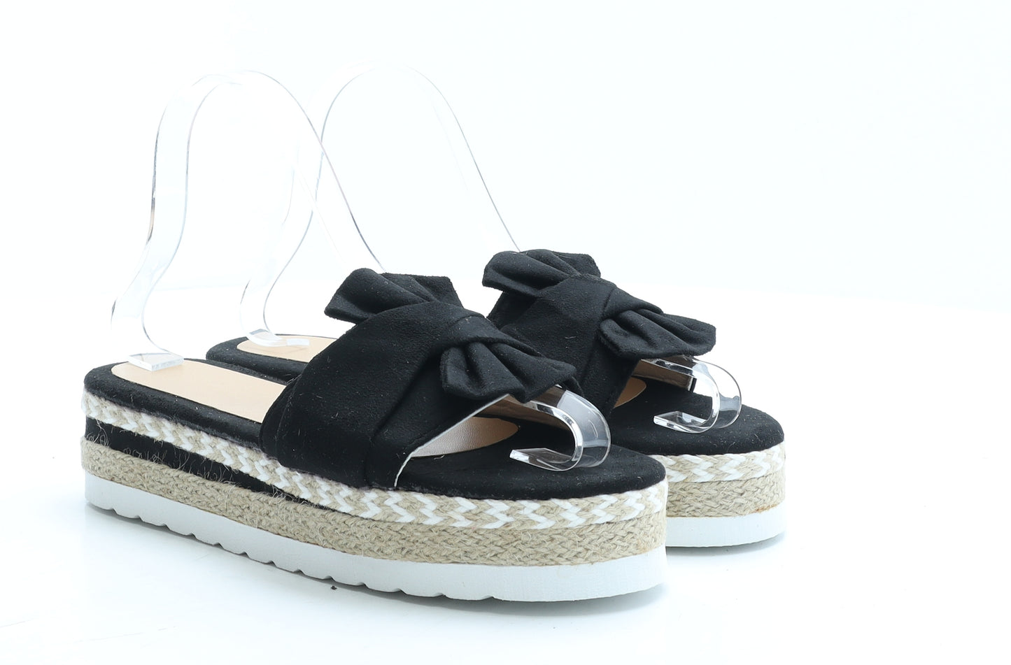 Preworn Womens Black Geometric Polyester Slider Slipper UK 38