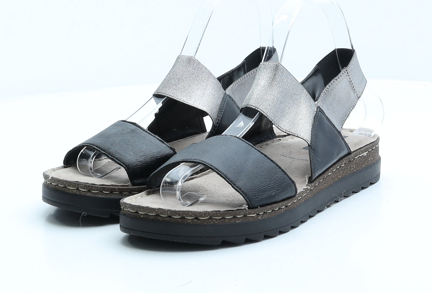 Marks and Spencer Womens Black Leather Slingback Sandal UK 5.5 EUR 38.5